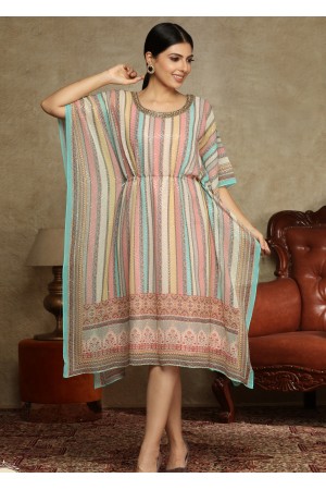 Multi Color Georgette Chiffon Kaftan Kurti 